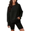 Generisch Felpa da donna oversize con spacchi laterali, maglione casual con spalle sovrapposte, moderno top basic per l'uso quotidiano