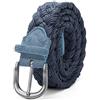 Jksdp Uomo in pelle scamosciata lavorato a maglia la cinghia con la corda della cera intrecciato la cinghia d'argento antico Fibbia senza fori di cotone tessuto di lavoro manuale Cinture Beige