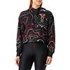 FILA Simione Cropped Felpa con Cappuccio, Black Colour Waves AOP, L Donna
