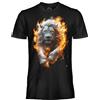 DARK EMBER - T Shirt Flame Lion. Maglia Unisex in Cotone. Maglietta vestibilità Regular per Adulto e Ragazzo S