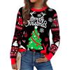 Jezonga Maglione Natalizio Donna Divertente Maglia di Natale Maglioni di Natale Pullover Sweater Stampa Fiocco di Neve Alce a Maniche Lunga Girocollo Festa Natalizie