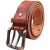 HomeJoySet Cintura Vintage In Pelle Bovina A Doppio Ardiglione For Uomo E Donna - Cinturino In Pelle Pieno Fiore Resistente, 2 Fori For Jeans E Pantaloni Casual