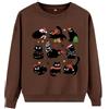 Generic Camicia natalizia da donna con gattino Meowy, felpa natalizia da donna, con stampa di gatto nero, pullover natalizio per tutti i giorni, Marrone, S