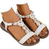 Generisch Sandali estivi da donna, eleganti e piatti, per il tempo libero, leggeri, da spiaggia, piatti, bohémien, con strass, perle, sandali con punta tonda