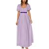 Duohropke Abito medievale da donna in stile vittoriano, a vita alta, Regency, a maniche a sbuffo, abito da ballo, vintage, abito da sera, cosplay, Lilla, XXL