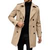 Foweknow Trench Coat Uomo Classico Doppio Petto Windbreaker Medio Lungo Casual Vintage Streetwear Primavera Autunno Revers Solide Mode Business Giacca da Lavoro Comodo Soprabito