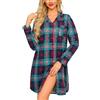 MIA LUCCE Camicia da notte da donna in flanella, a maniche lunghe, con bottoni