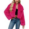 ZhuiKun Giacca Donna in Pelliccia Sintetica Corta Collo a revers Largo Maniche Lunghe Cappotto Invernale Aperta Davanti Cardigan Morbido - Rose, S
