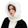 AYPOW Donna Inverno Termico Cappelli in Maglia e Sciarpe, 2 in 1 Caldo Antivento Regolabile Peluche Passamontagna con Scaldacollo, Moda Casual Cappuccio Elasticità Berretto per Sport all'Aria Aperta