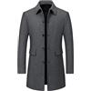 Generic Cappotto in misto lana da uomo, classico, invernale, caldo, soprabito lungo da uomo, giacca elegante con tasche