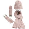 Warmiehomy Set Inverno per Donne, 3 Pezzi Set di Sciarpa Guanti Cappelli per Uomo, Berretto Cappello Maglia con Sciarpa Berretti in Maglia Guanti e Manopole Sciarpe e Stole, Morbidi e Caldi, Unisex - Rosa