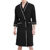 Foweknow Accappatoio da uomo in cotone, vestaglia kimono, lungo, leggero, per uomo, primavera, autunno, pigiama, casual, confortevole, biancheria da notte, Nero , XL