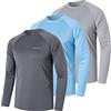 ZENGVEE 3 Pezzi Maglia Anti UV Uomo Rashguard Maglietta Rash Guard UPF 50+ T Shirt Mare Surf Swim Maniche Lunghe Tshirt Magliette Muta Abbigliamento Traspirante Maglie(0618-Gray Blue DarkGray-2XL)