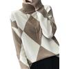 Youllyuu Maglione Dolcevita 100% Lana Maglione Pullover Lavorato a Maglia in Cashmere da Donna Maglione a rombo khaki9 XL