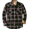 Dubinik® 6 oz Camicia Uomo Flanella Camicia Pile Cotone Western Cowboy Bottone di Perla Manica Lunga Pesante Quadri Vintage Nero Viola E Giallo 2XL