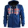 Geographical Norway GAYTO Felpa con Cappuccio con Tasca A Canguro - Felpe con Logo Uomo Donna Maniche Lunghe - Casual Sport Hoodie Chiusura Zip Sweat Blu Royal