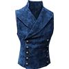 Modaworld Gilet Uomo Gothic Steampunk Gilet con Bottoni Vittoriana Rinascimento Scamosciato Gotico Medievale Vintage Senza Maniche