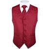 HISDERN Set di gilet e cravatta jacquard floreali classici da uomo in paisley floreale e tasca quadrata