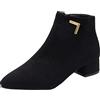 Generisch Termico retrò tacchi cerniera alta traspirante stivali donna corti scarpe alla moda goffo stivali donna, Nero , 37 EU