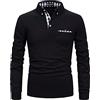 APAELEA Polo da Uomo a Manica Lunga Contrasto Formale Cotone Magliette Tennis Golf T-Shirt，Nero，M
