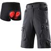 FASCINATDECO Pantaloncini MTB Uomo, Pantaloncini Ciclismo Biciclette con 3D Cuscino, Bici MTB Pantaloni Loose Traspirante Shorts per Ciclismo da Corsa All'aperto