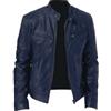 OHXSM Giacca in Pelle da Uomo Con Colletto Rialzato - Giacca da Moto in Ecopelle Casual Con Tasche Con Cerniera - Leggera per Autunno Inverno