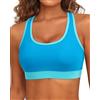 Holipick Reggiseno sportivo da donna, top bikini con schiena incrociata, top da bagno con scollo rotondo, top corto imbottito, modesto, solo crop top da bagno