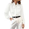 CUPSHE Camicia in raso da donna con papillon, maniche lunghe, collo alto lucido, camicetta casual da lavoro