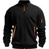Generic Felpe da uomo UK Zip Up Manica Lunga Casual Pullover Felpa Senza Cappuccio Plus Size Tuta Top con Tasche Outwear Giacca Leggera Outdoor Cappotto Palestra Activewear Designer Lavoro Maglioni