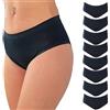 Cotonella 8 Pezzi Slip Donna L'Altra 3363 Midi in Cotone Bielastico, Nero 4/L