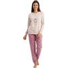 Viterbo Biancheria Pigiama Donna Caldo Cotone Interlock MII2419 Manica Lunga E Pantalone Lungo Autunno Inverno (Malva Chiaro/Dusty Lilla, M)