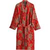 PRINCESS BRIDE Accappatoio unisex in cotone doppio strato garza traspirante pigiama morbido camicia da notte assorbente Yukata per hotel, casa, Fiore rosso., L
