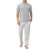TeJoyce Pigiama Uomo Cotone, Completo Pigiama con Pantaloni A Righe con Tasche E Maglia A Maniche Corte con Bottoni,Pigiama Due Pezzi, Morbido Loungewear per Uomo