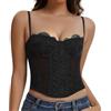 Werkiss Corsetto in pizzo da donna con spalline Corset Top Sexy Crop Top, Nero , S