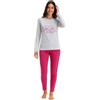 Il Granchio Pigiama Donna Lungo in Cotone gp5091 (IT, Testo, M, Regular, Regular, Standard, Grigio)