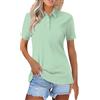 Generic Polo da donna Top a maniche corte 2025 estate colore brillante cotone leggero manica corta colletto top casual