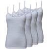 Fontana Calze Fontana Intimo,4 Canotte Donna Top Spalla Stretta con Pizzo 100% Cotone (Bianco, L)