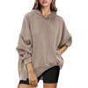 Timuspo Felpa con cappuccio da donna oversize basic felpa con cappuccio tinta unita oversize a maniche lunghe sweatshirt casual moderna pullover maglie autunno felpa con cappuccio, marrone, S
