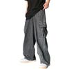 Cexiakong Pantaloni da uomo Baggy Jeans Hip Hop Teenager Streetwear Skater Coreano Oversize Tasche Cargo Denim Pantaloni con gamba ampia Luce Soft, Grigio., XL