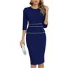 HOMEYEE Vestito delle Donne dell'Annata 3/4 Manica Girocollo Affari Vestito Aderente Cocktail Tubino B980(M, Bianco)
