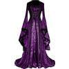 HEONSATI Vestiti Rinascimentali da Donna di Halloween Cosplay Retrò Lungo Vestito Medievali Elegante Costumi Halloween Cerimonia Anni 50 Abito Celtici Pieghetta Curvy Costume Vittoriani Feste Donna Horror