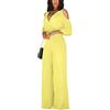 shownicer Jumpsuit da Donna Elegante Tinta Unita Playsuit Tuta Cerimonia Cocktail Overall Monopezzi Tutine Tuta Pantaloni Lungo Jumpsuit Vestito Abito Cerimonia A Giallo M