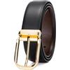 Ousenweiya Cinture da Uomo in Pelle Reversibili da 3,17 cm Cintura da Cerimonia Nera per Uomo, Fits Waist 30-38