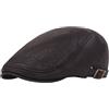 Kangqifen - Berretto invernale da uomo, in pelle, foderato in velluto, con elastico regolabile da 21,6 a 23,2 cm Nero Taglia unica