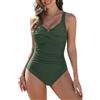 Vijamiy Costume Intero Contenitivo da Bagno Donna Curvy Costumi Interi Push Up Scollo A V Mare Beachwear Swimsuit for Women(Verde,M)