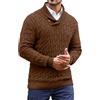 Generisch Maglione da uomo a metà collo alto, con bottone, a righe, maglia fine, a collo alto, collo alto, maglione invernale, caldo a maniche lunghe