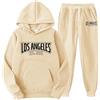 Generico Tuta Uomo Donna, 2 Pezzi Completo con Stampato, Unisex Felpa con Cappuccio in Plie e Pantaloni, Felpa Uomo Jogging Sportiva Set