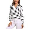AKDJGFP Camicia A Pois da Donna Camicia Classica con Stampa a Pois in Bianco e Nero for Donna, Manica Lunga, Bavero, Casual, Ampia, Taglia Grande, con personalità.