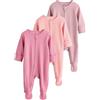 NEXT Bambina Confezione da 3 Tutine Bebè con Zip bidirezionale Rosa 3 Mesi-6 Mesi