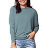 CUTeFiorino Maglietta a maniche lunghe da donna, a maniche pipistrello, alla moda, tinta unita, larga, casual, morbida, a maniche lunghe, girocollo, casual, casual, a maniche lunghe, casual